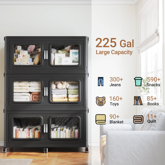 V80 75Gal Wardrobe And File Combo Mobile Storage Cabinet with Wheel