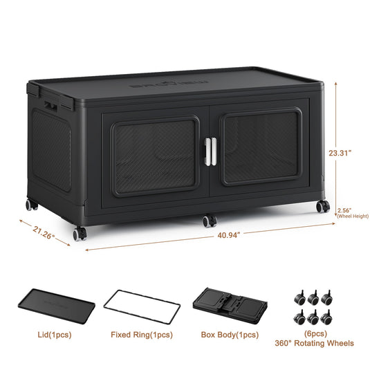 Broview Stackable Plastic Storage Bins Container 50-1280 quart, Extra Large Stackable Storage Bins with Lids, Collapsible Wheeled Heavy Duty Storage Box for Home Clothes Toys Tools