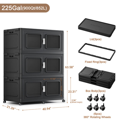 BROVIEW 225Gal/300Gal Extra Large Stackable Storage Bins