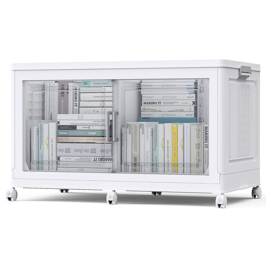 V40 200Gal Plastic Stackable Sliding Storage Bins with Lid and Wheels