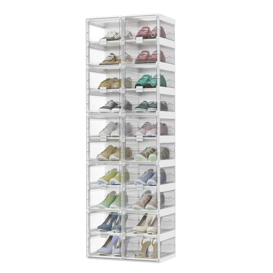 BROVIEW 10 Tier 20Pairs Shoe Storage Organizer boxes White 1Pack