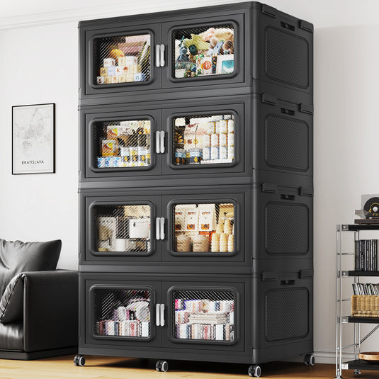 50Qt-1200Qt Extra Large Stackable Storage Bins with Lid, 12.5Gal -300Gal Collapsible Closet Organizer and Storage Drawers with Wheels, Plastic Storage Box for Closet Clothes Organization