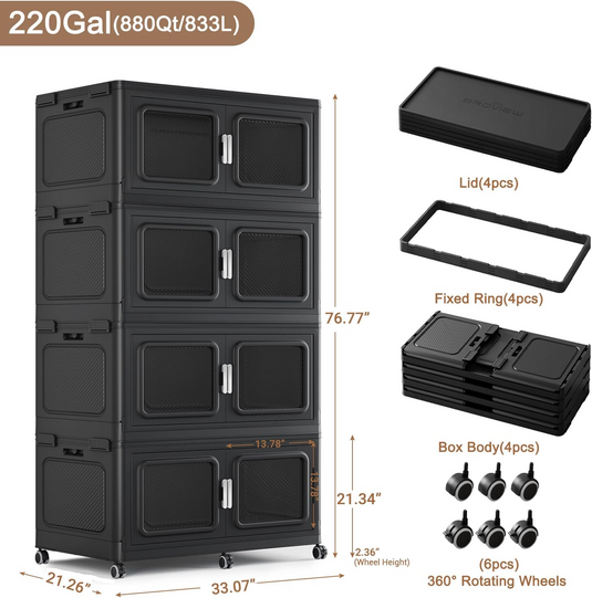 V80 Foldable Storage Box with Wheels and Lid
