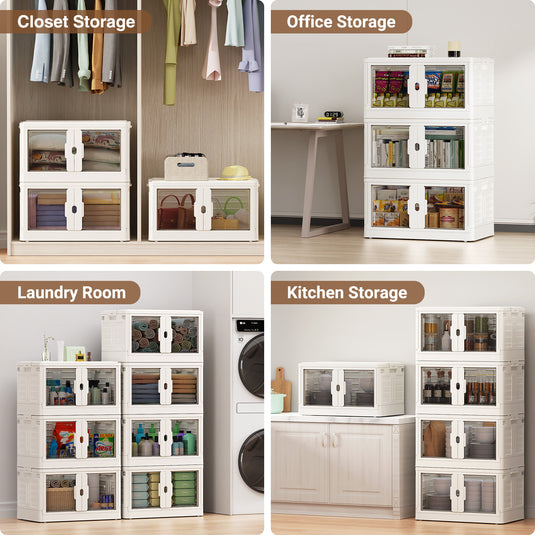 V7 460QT Stackable Collapsible Storage Bins with Individual Lids