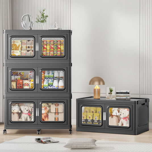 V80 Extra Large Stackable Storage Bins with Lids 50qt/120qt/220qt/300qt -1/3/4/5Pack