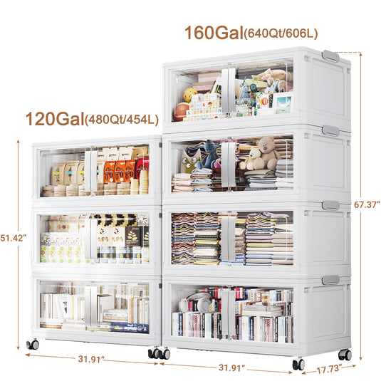 Broview V70 400Gal Extra Large Stackable Storage Bins with Lids Wheels Plastic Storage Containers for Home Organization