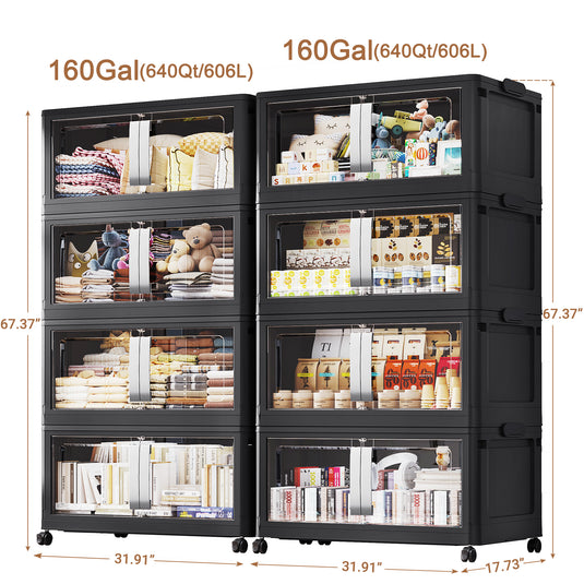 Broview V70 400Gal Extra Large Stackable Storage Bins with Lids Wheels Plastic Storage Containers for Home Organization