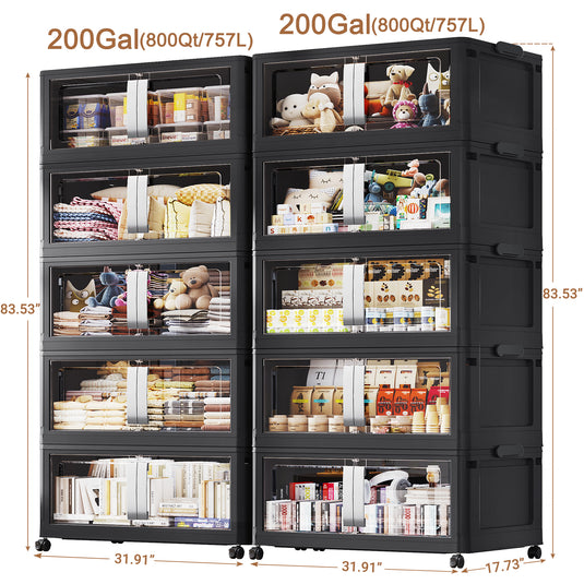 Broview V70 400Gal Extra Large Stackable Storage Bins with Lids Wheels Plastic Storage Containers for Home Organization