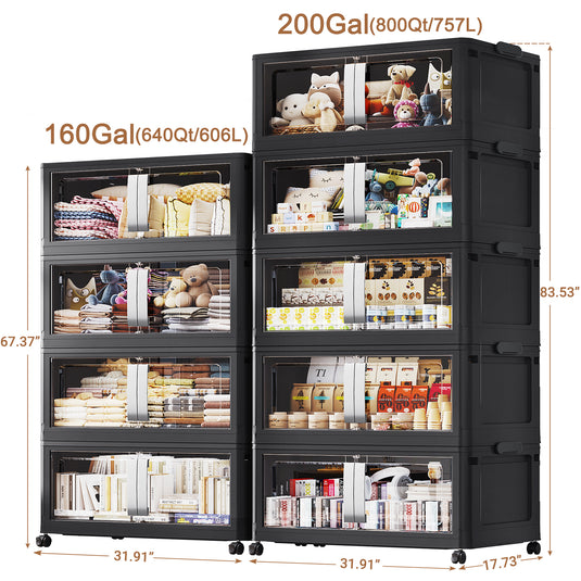 Broview V70 400Gal Extra Large Stackable Storage Bins with Lids Wheels Plastic Storage Containers for Home Organization