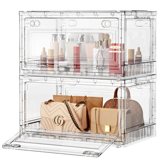 C8 240Qt/320Qt/400Qt Clear Storage Bins with Lids, Shiny Plastic Storage Bins