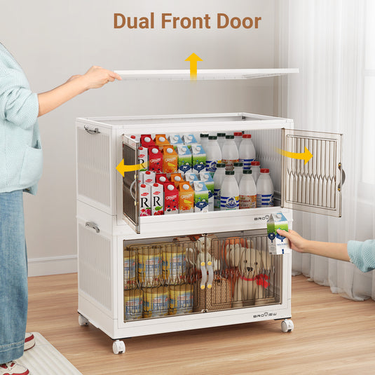 V8 30Gal/50Gal Stackable Collapsible Storage Bins with Lids and Doors