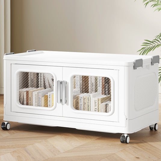 BROVIEW V80 480 Qt Stackable Storage Bin with Lids, 120Gal Collapsible Storage Boxes, Folding Plastic Drawer Cabinet for Home Storage and Organization