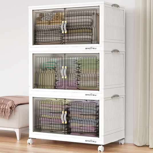 V8 120QT/200QT Stackable Storage Bins Open Front with Lids
