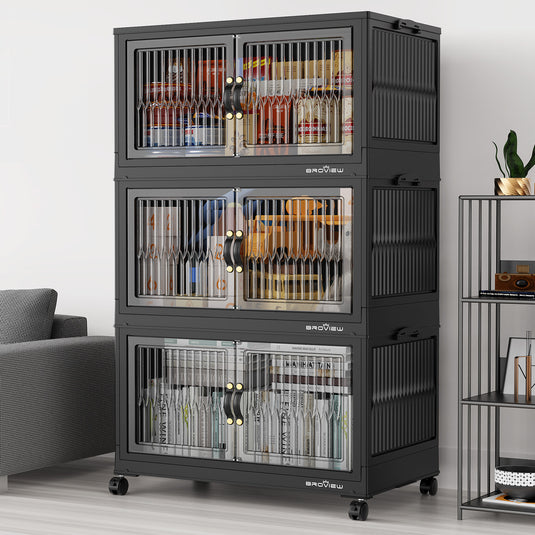 V8 30Gal/50Gal Stackable Collapsible Storage Bins with Lids and Doors