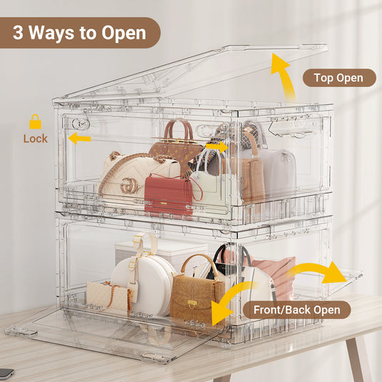 C8 240Qt/320Qt/400Qt Clear Storage Bins with Lids, Shiny Plastic Storage Bins