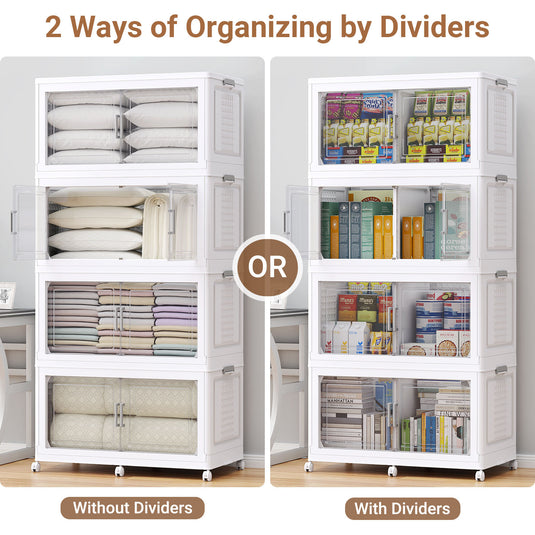 V40 200Gal Plastic Stackable Sliding Storage Bins with Lid and Wheels