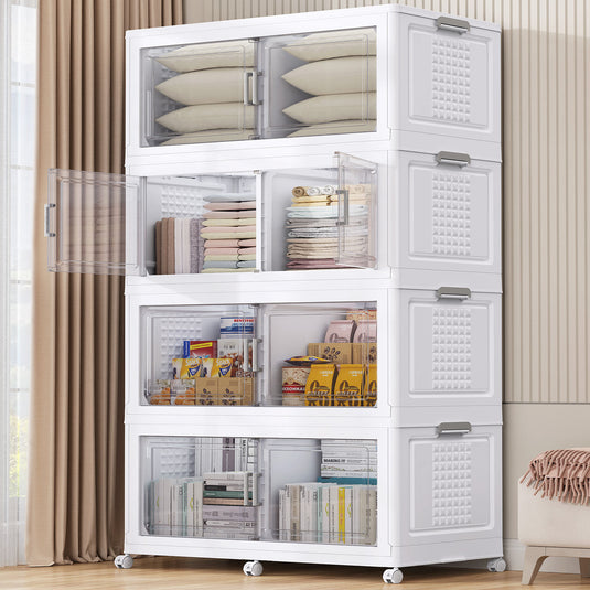 V40 200Gal Plastic Stackable Sliding Storage Bins with Lid and Wheels