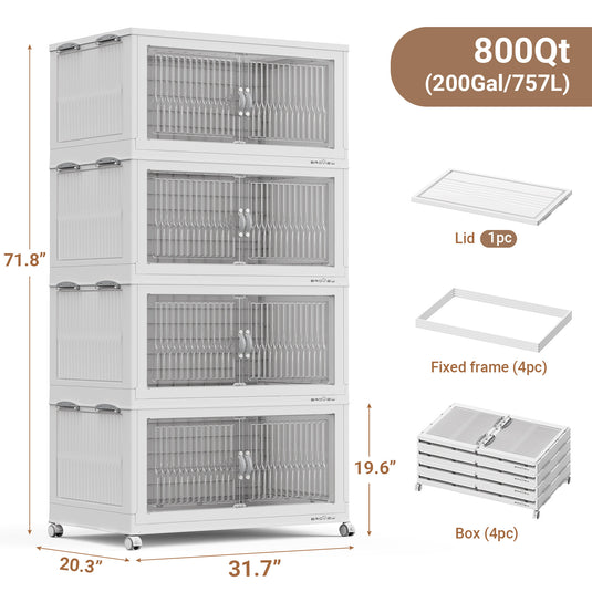 V8 800Qt Extra Large Stackable Storage Bins with Lids