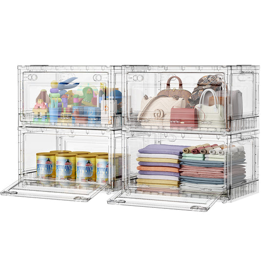 C8 240Qt/320Qt/400Qt Clear Storage Bins with Lids, Shiny Plastic Storage Bins