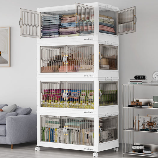 V8F 360Qt/480Qt/600Qt Storage Bins with Lids,Front and Side Open Doors