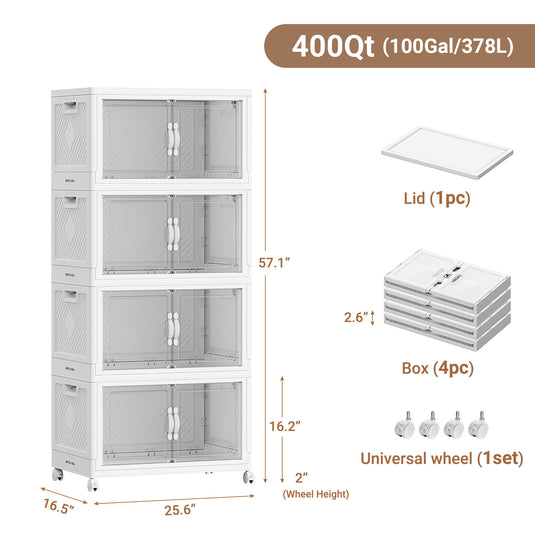 BROVIEW 4Pack 100Gal Storage Bins with Clear Doors