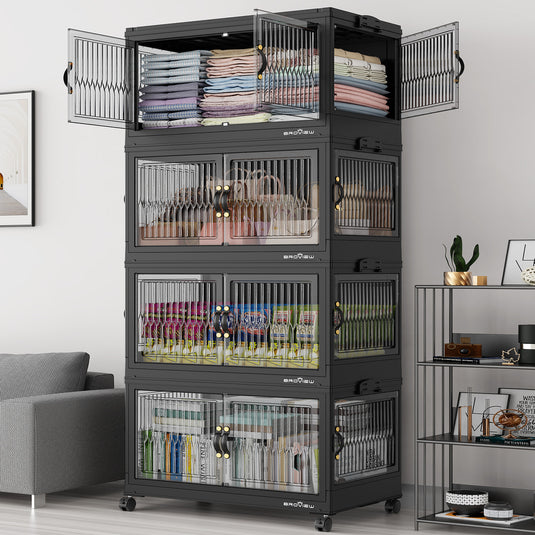 V8F 360Qt/480Qt/600Qt Storage Bins with Lids,Front and Side Open Doors