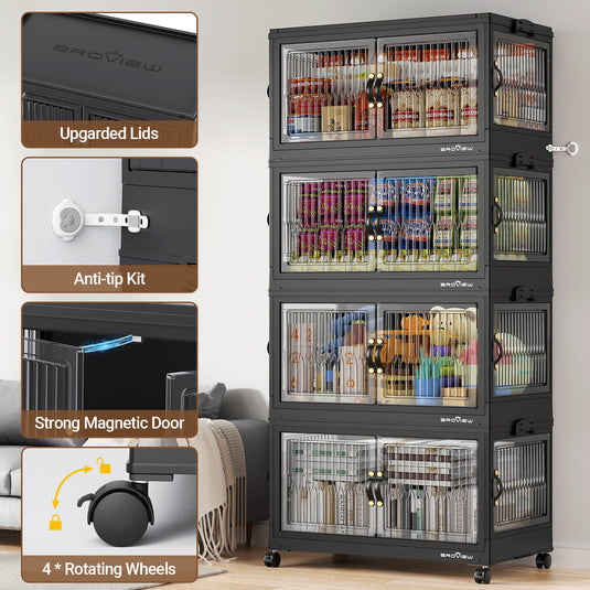 V8F 360Qt/480Qt/600Qt Storage Bins with Lids,Front and Side Open Doors