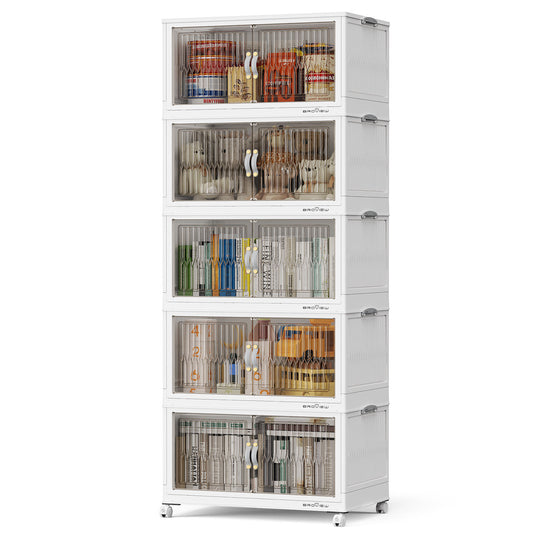 V8 120 Qt Stackable Collapsible Plastic Storage Bins with Lids