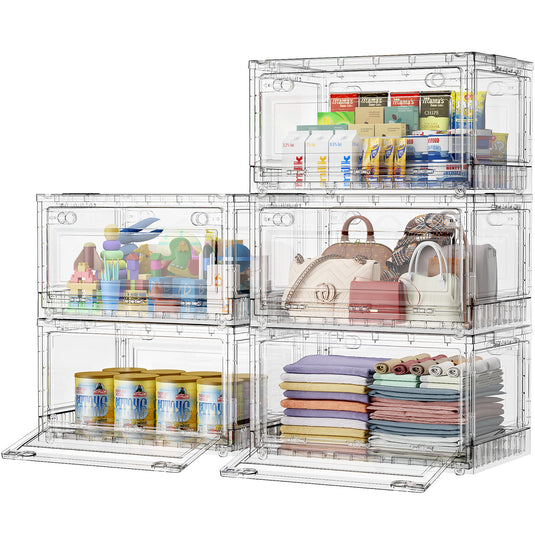 C8 240Qt/320Qt/400Qt Clear Storage Bins with Lids, Shiny Plastic Storage Bins