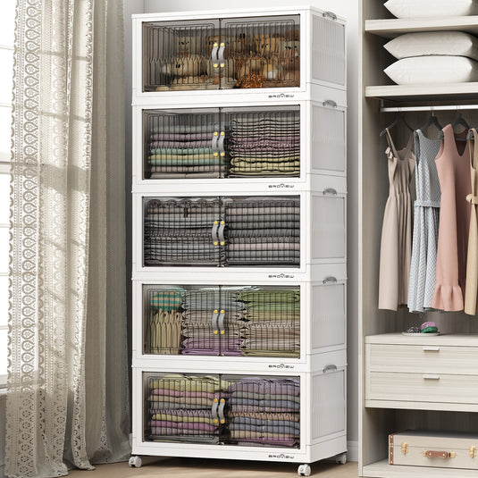 V8 30Gal/50Gal Stackable Collapsible Storage Bins with Lids and Doors