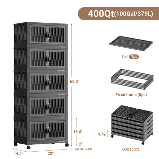 V8 120QT/200QT Stackable Storage Bins Open Front with Lids
