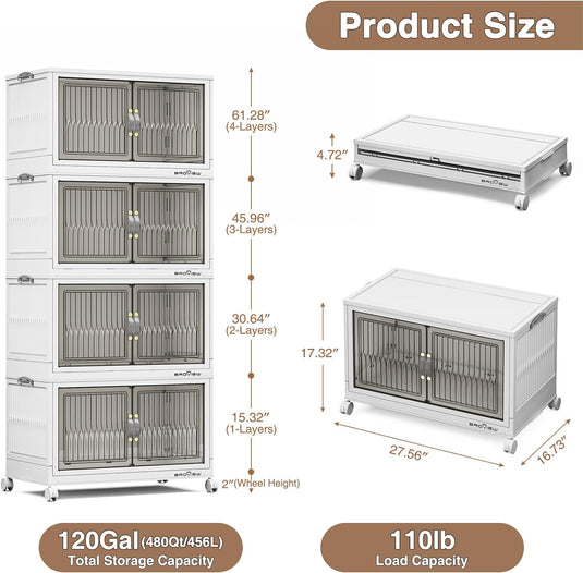 BROVIEW 120Gal Stackable Plastic Storage Containers with Lid