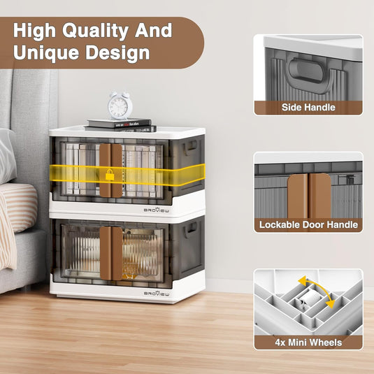 large stackable storage bins open front