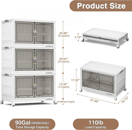 BROVIEW 30Gal/Pack Large Storage Bins 3Pack