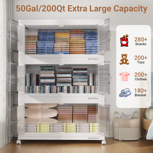 V8 800Qt Extra Large Stackable Storage Bins with Lids