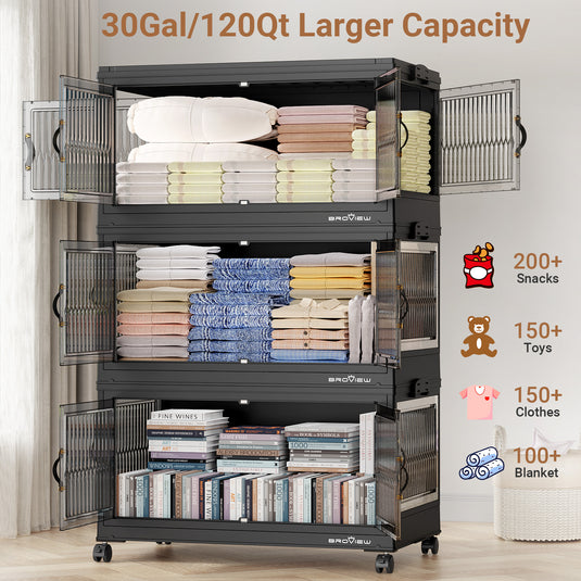 V8F 360Qt/480Qt/600Qt Storage Bins with Lids,Front and Side Open Doors