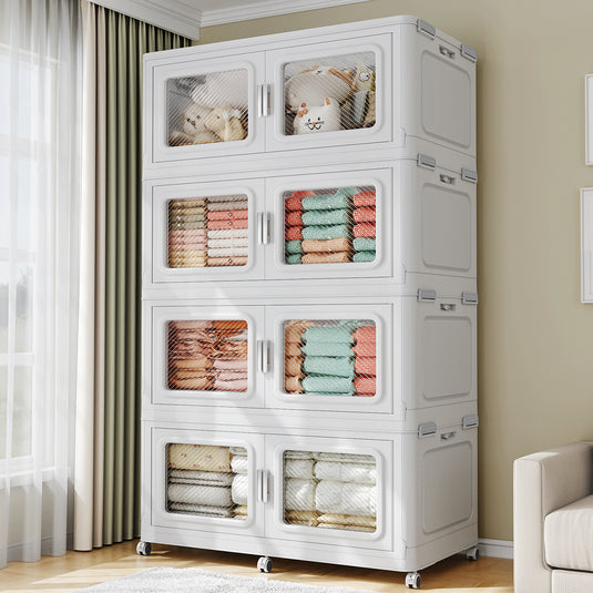 50Qt-1200Qt Extra Large Stackable Storage Bins with Lid, 12.5Gal -300Gal Collapsible Closet Organizer and Storage Drawers with Wheels, Plastic Storage Box for Closet Clothes Organization