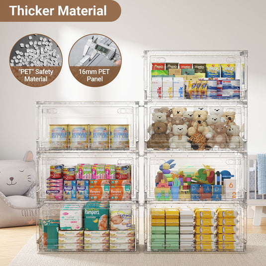 C8 240Qt/320Qt/400Qt Clear Storage Bins with Lids, Shiny Plastic Storage Bins