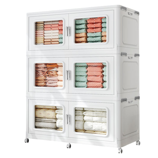 V80 75Gal Wardrobe And File Combo Mobile Storage Cabinet with Wheel