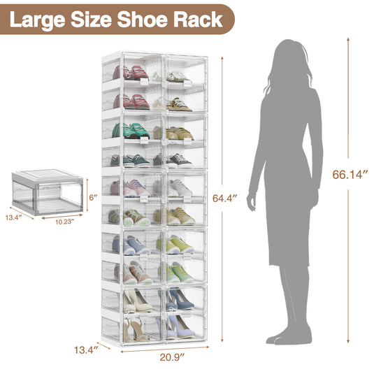 BROVIEW 10 Tier 20Pairs Shoe Storage Organizer boxes White 1Pack