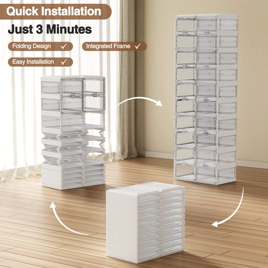 BROVIEW 10 Tier 20Pairs Shoe Storage Organizer boxes White 1Pack