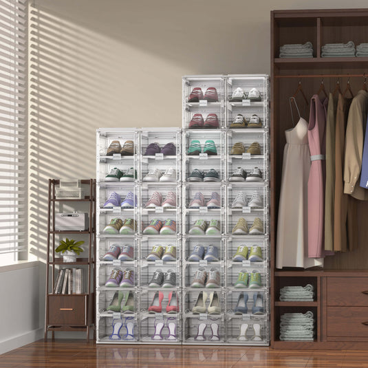 BROVIEW 10 Tier 20Pairs Shoe Storage Organizer boxes White 1Pack