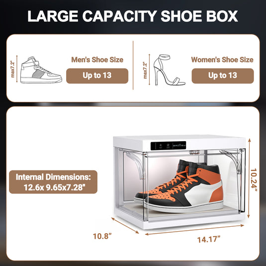BROVIEW Smart Shoe Display Box with Led Lights Auto-Opening Shoe Organizer Sneaker Case, 1 Pack