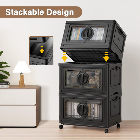 stackable open front storage bins
