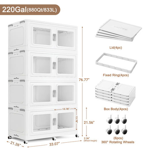 BROVIEW 165Gal/220Gal Extra Large Stackable Storage Bins