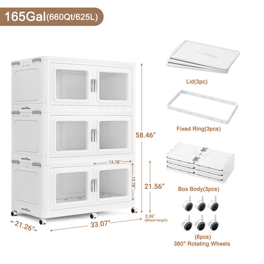 BROVIEW 165Gal/220Gal Extra Large Stackable Storage Bins