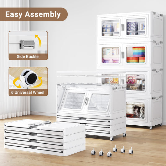 stackable storage bins open front