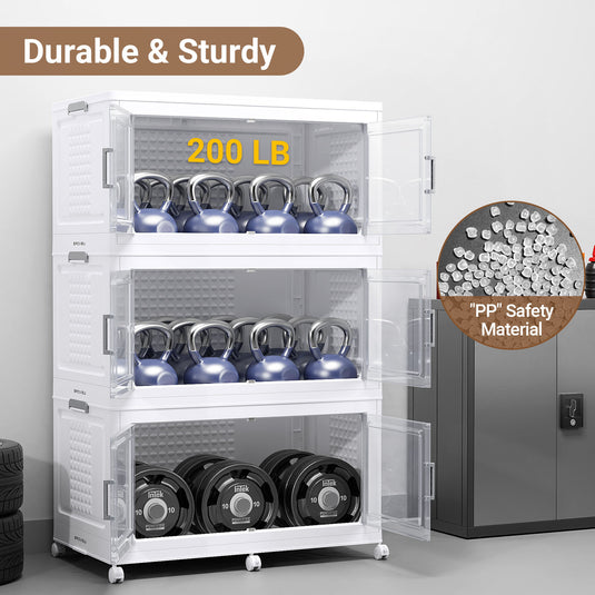 V40 200Gal Open Front Stackable Storage Bins with Lids and Wheels