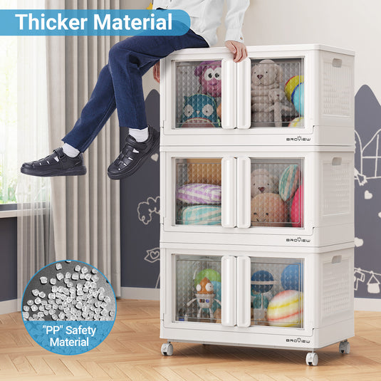 V10 Plastic Stackable Collapsible Storage Bins with Doors Wheels