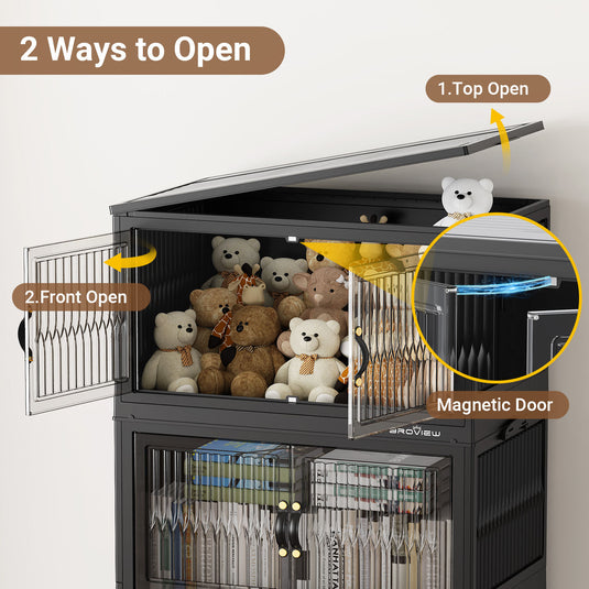 V8 120 Qt Stackable Collapsible Plastic Storage Bins with Lids